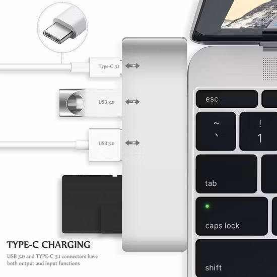 5 in 1 USB-C Multiport Hub HDMI Gigabit 100W Pd USB 3.1 Docking Station