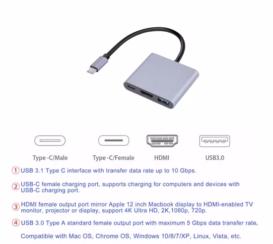 5%off Metal USB C Hub 1 to 4-Port Docking Station Type C USB3.0 USB2.0*2 USB-C Pd Gray Basix 4 Port USB 3.0/2.0 A/C Type Hub with OTG Data USB Hub for MacBook